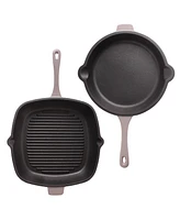 BergHOFF Neo 4pc Cast Iron Cookware Set, Grill Pan, Fry Pan & Oval Dutch Oven