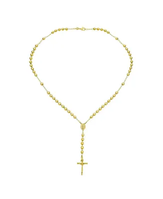 Bling Jewelry Prayer Rosario Crucifijo Ball Beads Catholic Virgin Mary Rosary Necklace for Women for Teen 18K Gold Plated Brass