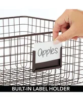mDesign Large Steel Kitchen Organizer Basket with Label Slot - 4 Pack