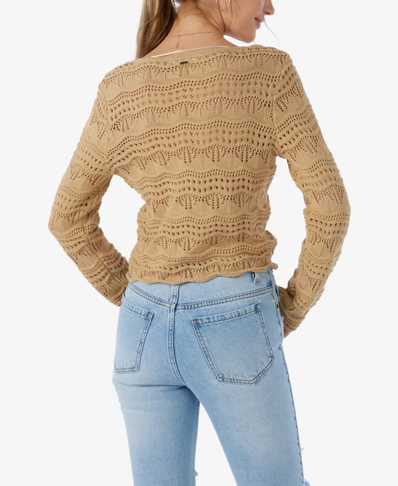 O'Neill Juniors' Cotton Harbor Adjustable Crochet Sweater