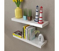 vidaXL 2 White Mdf Floating Wall Display Shelves Book/Dvd Storage