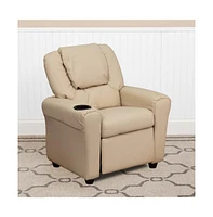 Contemporary Kids Recliner Chair With Cup Holder And Headrest