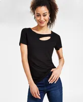 I.n.c. International Concepts Women's Asymmetrical Cutout T-Shirt, Created for Macy's