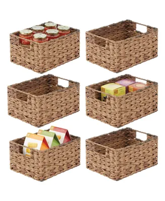 mDesign Woven Farmhouse Pantry Food Storage Bin Basket Box, Small - 6 Pack - Brown Ombre