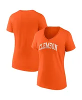 Women's Fanatics Orange Clemson Tigers Basic Arch V-Neck T-shirt