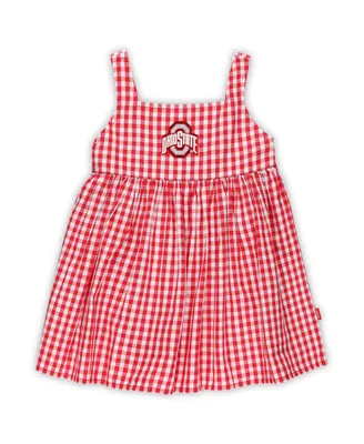 Toddler Girls Garb Scarlet Ohio State Buckeyes Cara Woven Gingham Dress