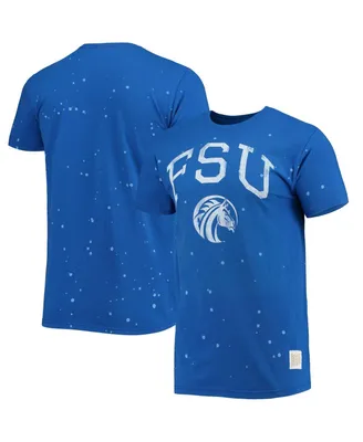 Men's Original Retro Brand Royal Fayetteville State Broncos Bleach Splatter T-shirt