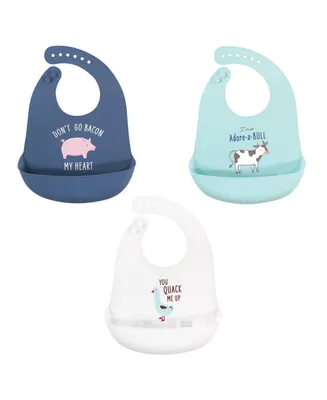 Hudson Baby Infant Boy Silicone Bibs, Bacon My Heart, One Size