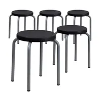 Emma+Oliver 5 Pack Stackable Stool With Silver Powder Coated Frame