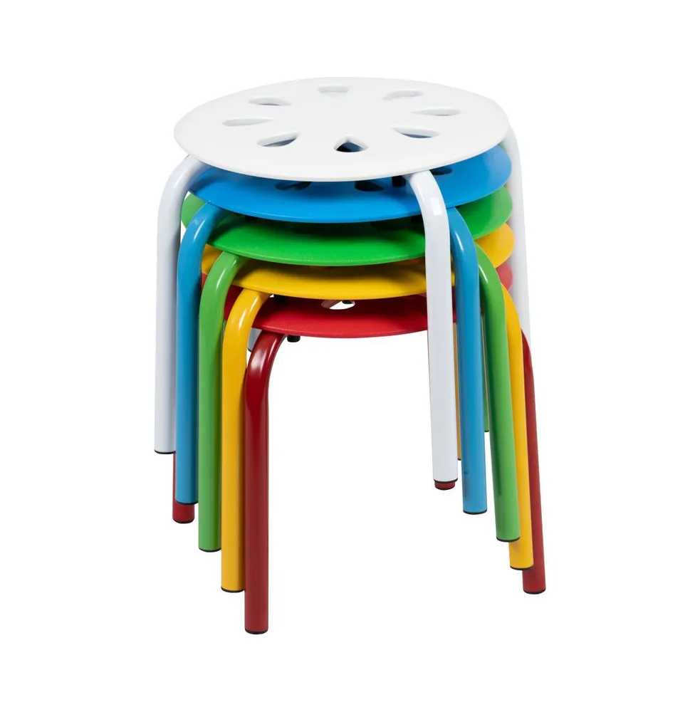 Emma+Oliver Plastic Nesting Stack Stools - Classroom/Home, 11.5"Height (5 Pack)