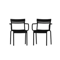 Emma+Oliver Rennes Powder Coated Steel Stacking Dining Chair With Arms And 2 Slat Back For Indoor-Outdoor Use