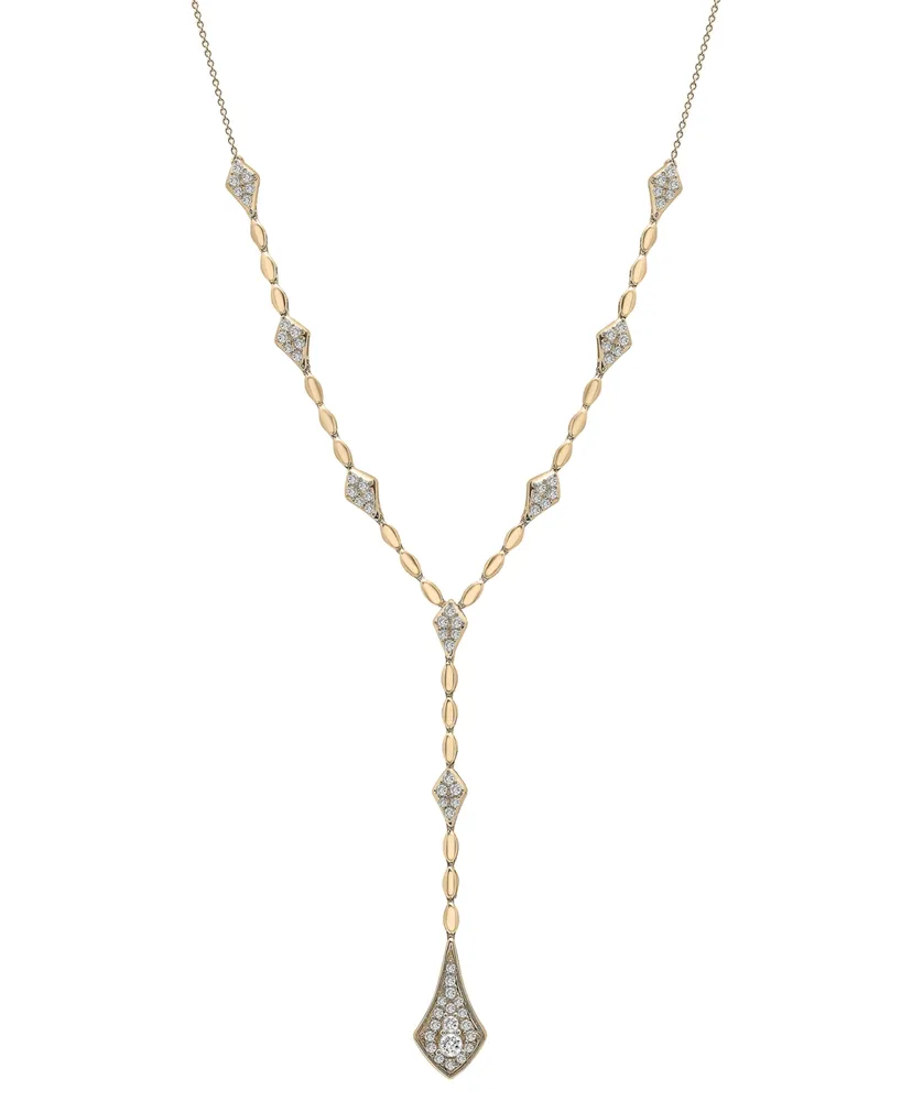 Wrapped in Love Diamond Multi Cluster Lariat Necklace (1 ct. t.w.) in 14k Gold or 14k white Gold, 15" + 2" extender, Created for Macy's