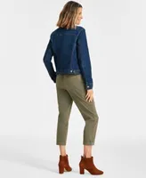 Style Co Embroidered Top Denim Jacket Cuffed Pull On Pants Created For Macys