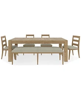 Davie Rectangle Dining 6pc Set (Table + 4 Ladder Back Side Chair + Bench)