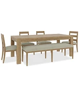 Davie Rectangle Dining 6pc Set (Table + 4 Ladder Back Side Chair + Bench)