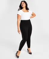 Bar Iii Plus Side-Studded Leggings, Created for Macy's