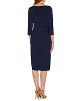 Adrianna Papell Women's Tipped Tie-Front 3/4-Sleeve Dress