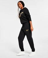 Reebok Women's Metallic Foil Logo Fleece Jogger Sweatpants, A Macy's Exclusive