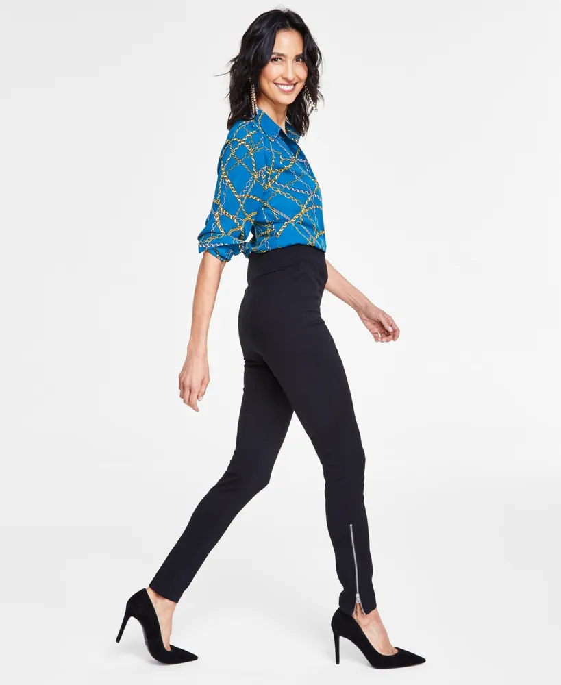 I.n.c. International Concepts Women's Zipper-Hem Ponte-Knit Skinny Pants, Created for Macy's