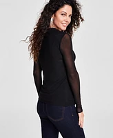 I.n.c. International Concepts Women's Mesh Crewneck Top, Created for Macy's