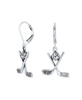 Bling Jewelry Golf Balls Clubs Dangle Earrings Lever back Oxidized Sterling Silver Golf Jewelry Golf Player Gifts For Women Female Golfers