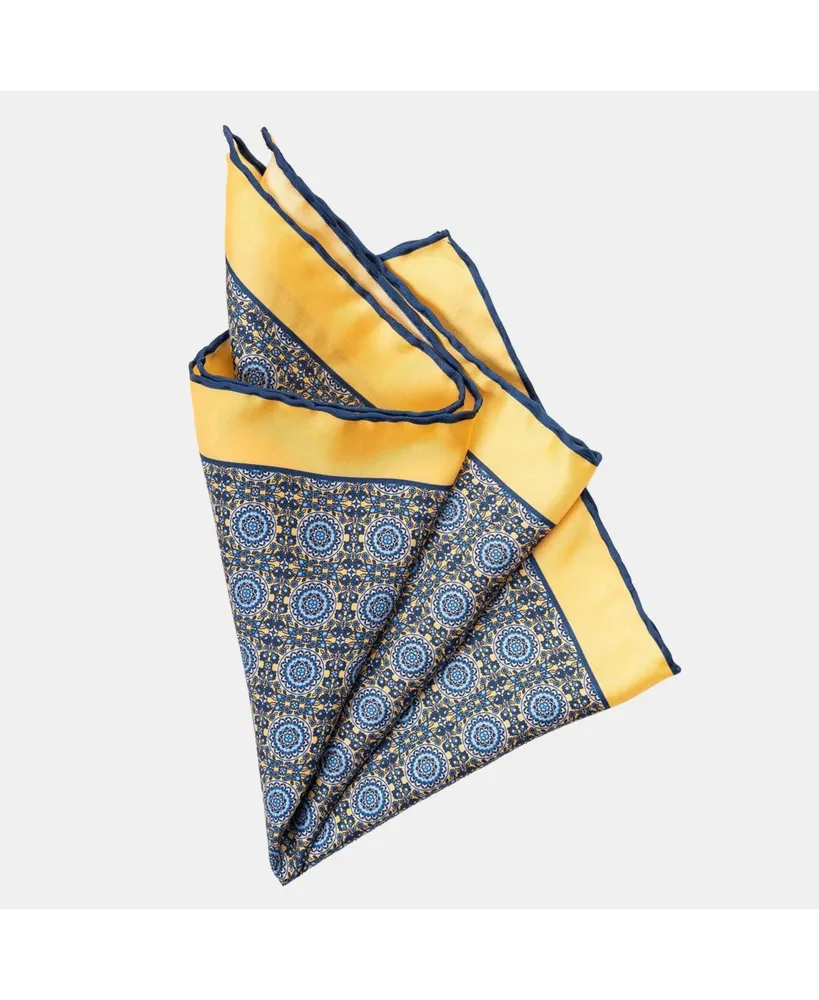 Elizabetta Men's Fiastra - Large Silk Pocket Square for Men - Yellow