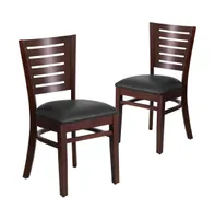 Emma+Oliver 2 Pack Slat Back Wooden Restaurant Chair