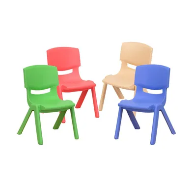 Emma+Oliver 4 Pack Plastic Stackable Pre-k/School Chairs With 10.5"H Seat