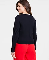 On 34th Women's Tipped V-Neck Embellished Cardigan, Created for Macy's