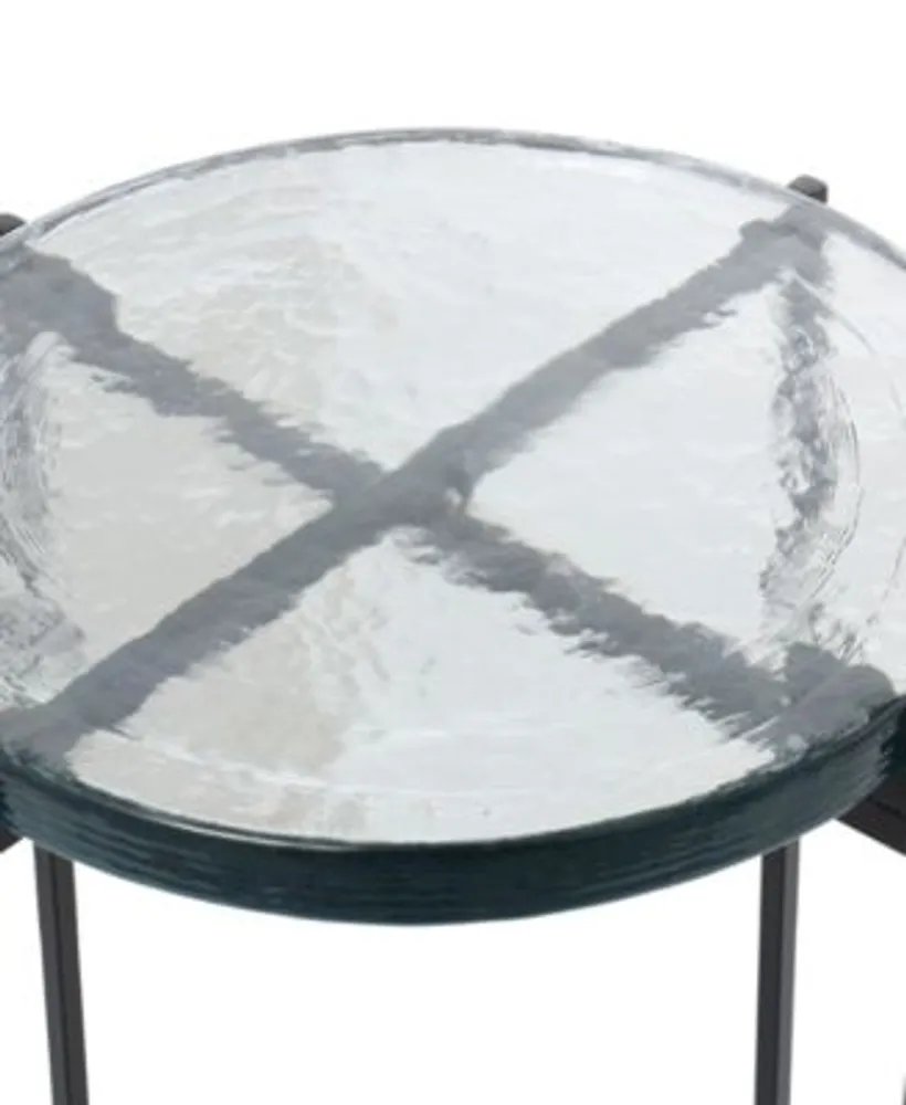 Rosemary Lane Metal With Textured Glass Tabletop X Shaped Accent Table Collection