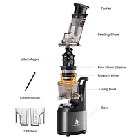 Ventray Masticating Juicer - Slow Cold Press Juice Maker - Black