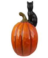 10" Led Lighted Jack-o'-Lantern and Cat Tabletop Halloween Figure