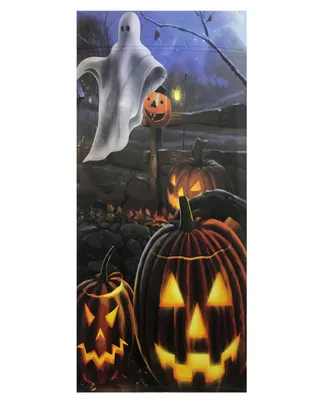Pumpkins and Ghost Spooky Halloween Outdoor House Flag, 28" x 40"