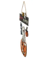 14.5" Skeleton with Jack-o'-Lanterns and Cat "Happy Halloween" Hanging Decoration