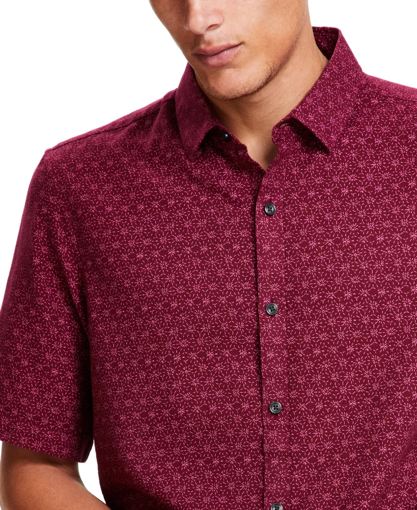 Alfani Men's Hollow Regular-Fit Floral-Print Button-Down Shirt, Created for Macy's