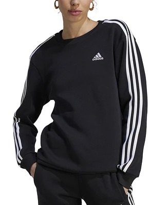 adidas Women's 3-Stripe Cotton Fleece Crewneck Sweatshirt