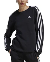 adidas Women's 3-Stripe Cotton Fleece Crewneck Sweatshirt