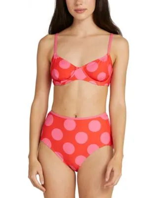 Kate Spade New York Womens Printed Underwire Bikini Top High Waisted Bikini Bottoms