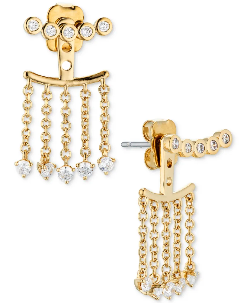 Ava Nadri Gold-Tone Cubic Zirconia Front Back Shaky Earrings