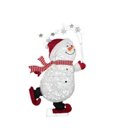 56" Lighted Ice Skating Snowman Outdoor Decoration