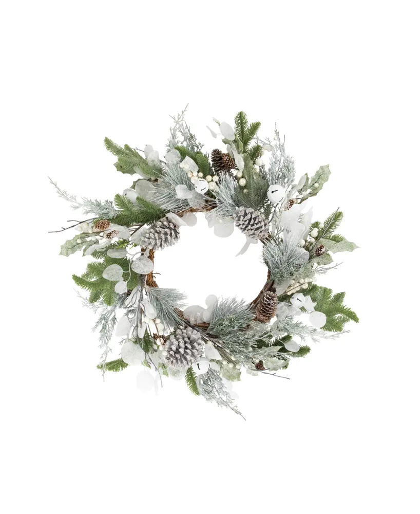 Artificial Mixed Foliage with Pine Cones Christmas Wreath 28" Unlit