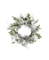 Artificial Mixed Foliage with Pine Cones Christmas Wreath 28" Unlit
