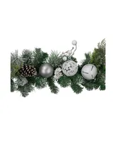 6' Pine Frosted Artificial Christmas Garland with Pinecones and Ornaments Unlit