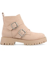 Journee Collection Women's Maebry Lug Sole Buckle Booties