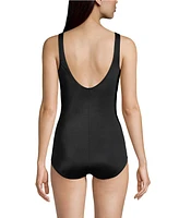 Lands' End Women's Mastectomy Chlorine Resistant Tugless One Piece Swimsuit Soft Cup