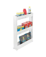 mDesign Slim Rolling Laundry Utility Cart Organizer with 3 Shelves - Gray