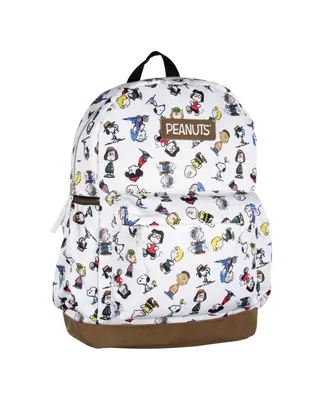 Peanuts Snoopy Charlie Brown Sally Linus Cute School Travel Backpack With Faux Leather Bottom