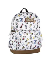 Peanuts Snoopy Charlie Brown Sally Linus Cute School Travel Backpack With Faux Leather Bottom