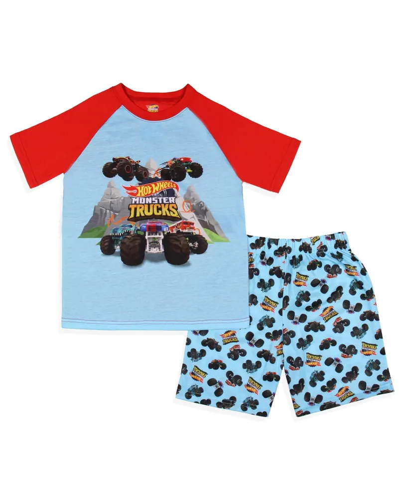 Hot Wheels Boys' Monster Trucks Toys Tossed Print Kids Sleep Pajama Set