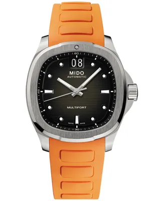 Mido Men's Swiss Automatic Multifort Orange Rubber Strap Watch 41mm